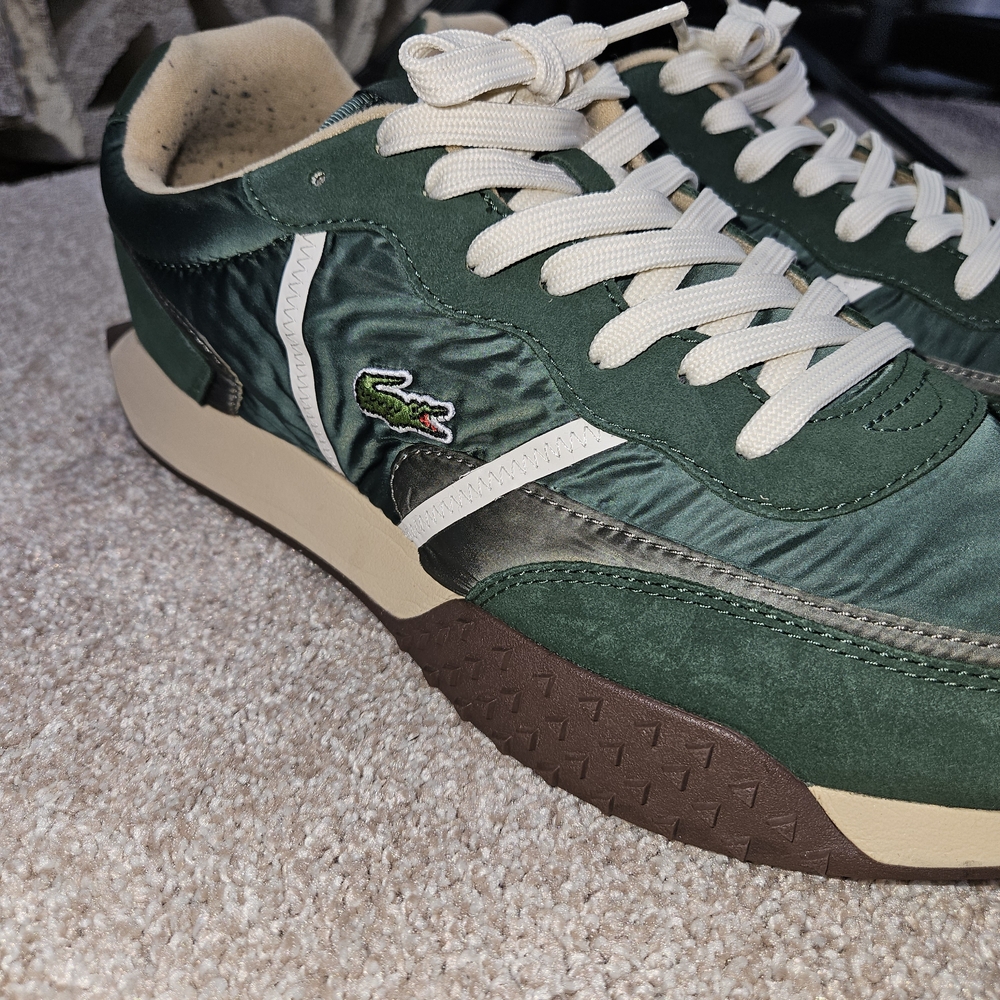 Lacoste L-spin Delux 3.0 Green Nylon & Suede Running Sneakers sz 12 No Box - Picture 7 of 14